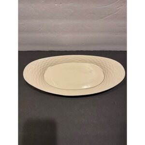 VTG Lenox 13.5" Platinum Basketweave Serving Platter/Tray W/Gold Rim-Made In USA